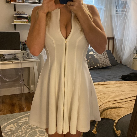 Bar III Zip Up White Dress Small - Picture 5 of 9